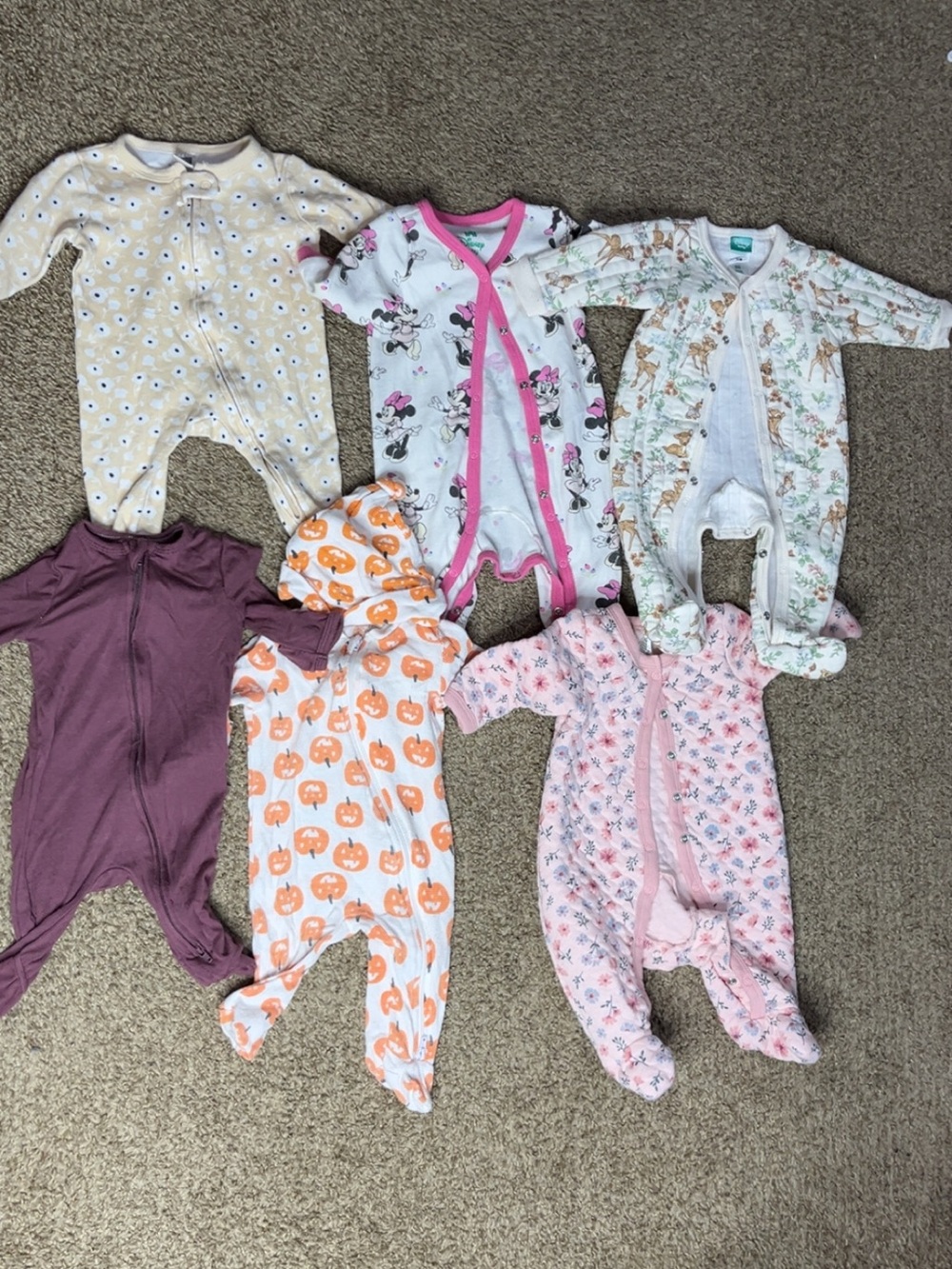 Kids One-Piece Pajama Bundle - Pink, White, Orange, Purple